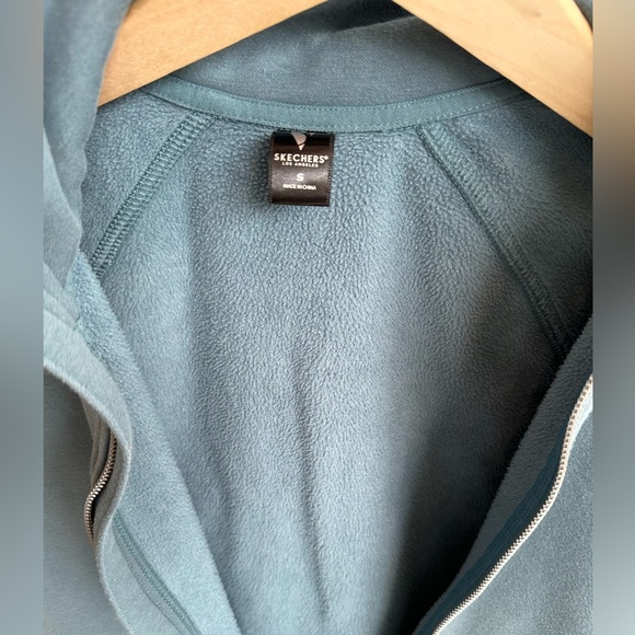 Sketchers Ladies Teal Athletic Zip Up FLEECE Jacket Front pockets Size S - Picture 6 of 10